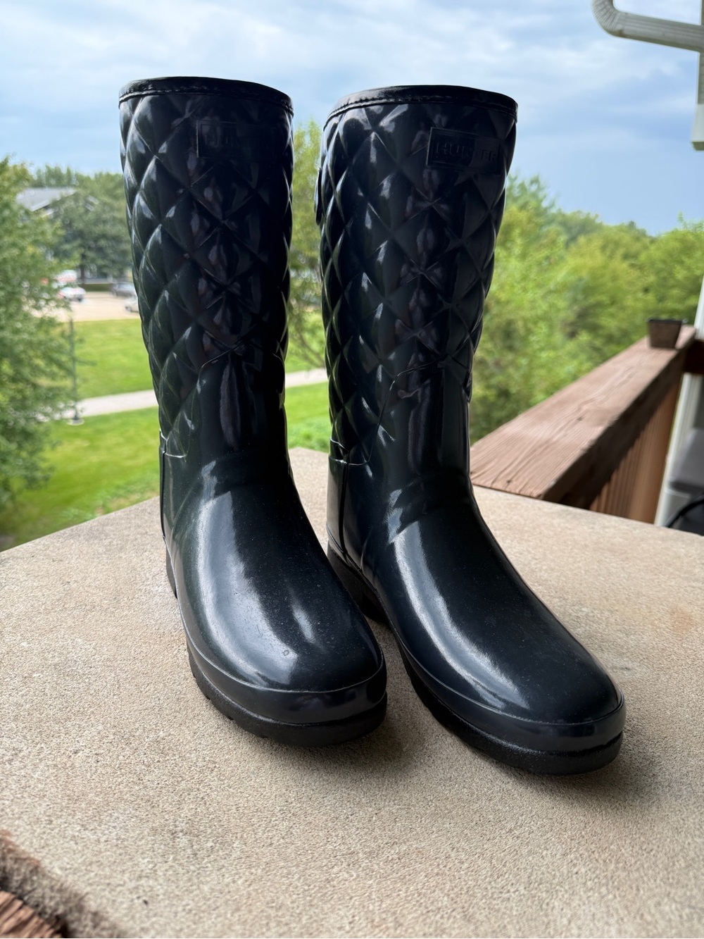 Hunter Quilted Mid-Calf Rain Boots - Black